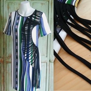 Sachin & Babi fitted Fringe striped dress